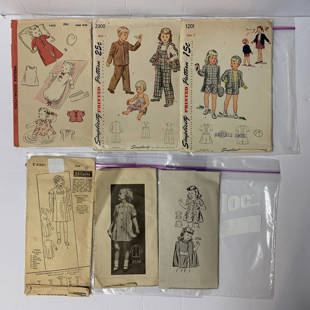 Vintage‎ Sewing Patterns Kids Assorted Sizes Lot of 6